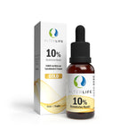 alterlife Gold 10 Öl 10ml - Flasche mit Pipette neben der Umverpackung
