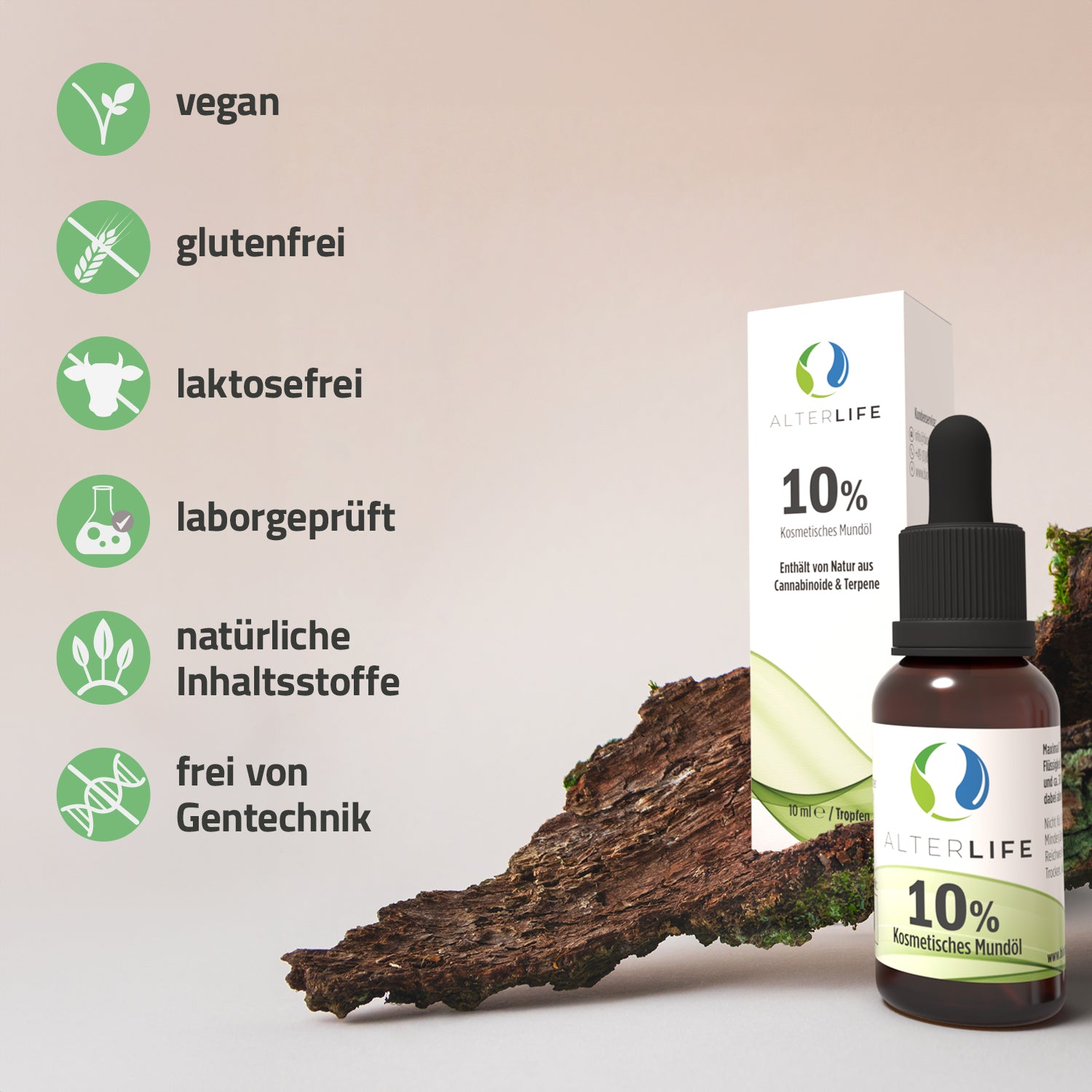 Infografik: Vorteile des ALTERLIFE 10% CBD Öls