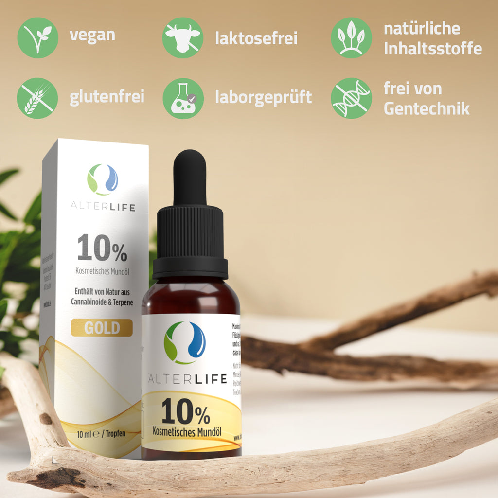 Infografik: Vorteile des ALTERLIFE Gold CBD Öls