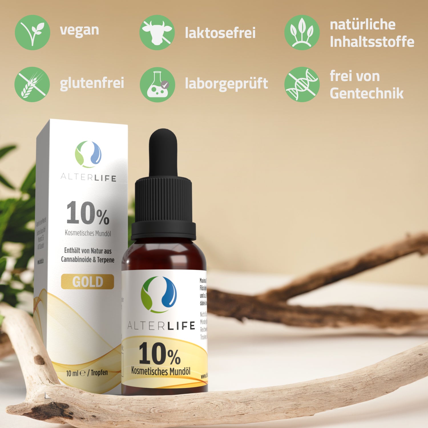 Infografik: Vorteile des ALTERLIFE Gold CBD Öls