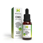 Verpackung: Hempamed CBD Öl für Hunde mit Lachs, Produktbox und Flasche im Fokus.