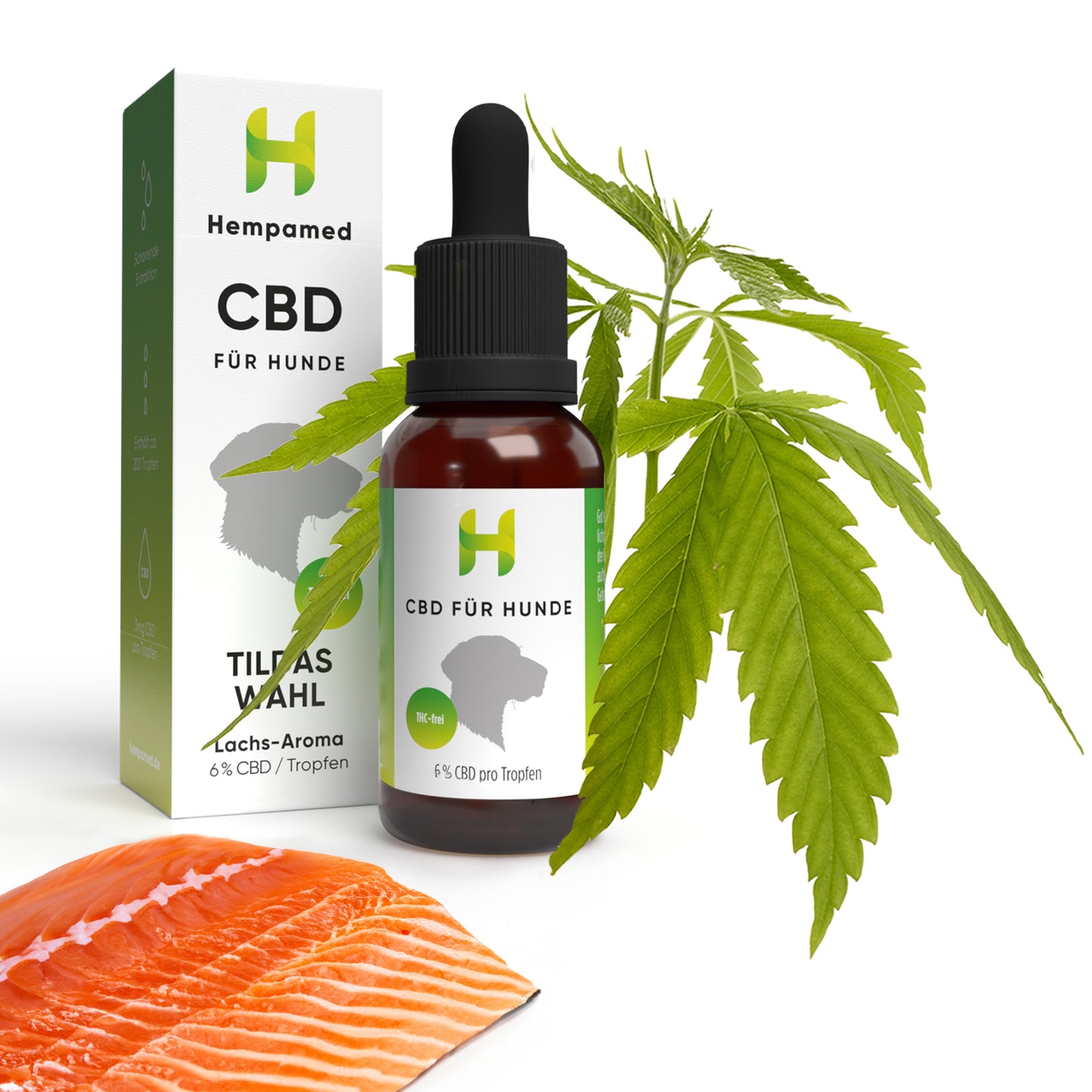 3x Premium CBD Öl für Hunde 6 % (Lachs-Aroma)