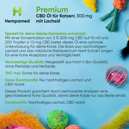 Premium CBD Öl für Katzen 3 % (Lachs-Aroma)