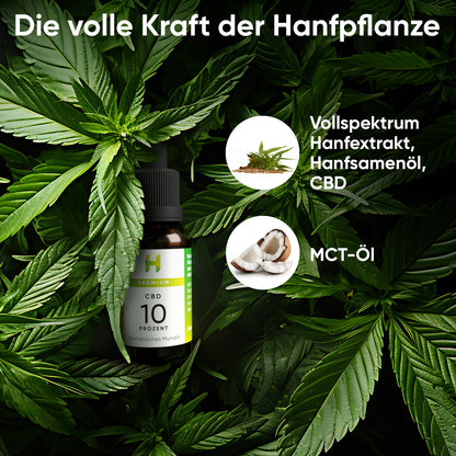 Hanfpflanzen für Hempamed Premium CBD Öl 10%, natürliche Inhaltsstoffe im Detail.