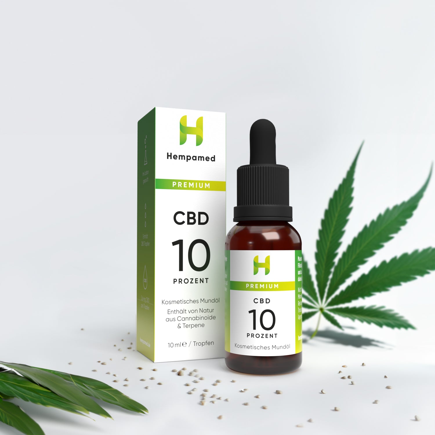 Hanfpflanzen für Hempamed Premium CBD Öl 10%, natürliche Inhaltsstoffe im Fokus.